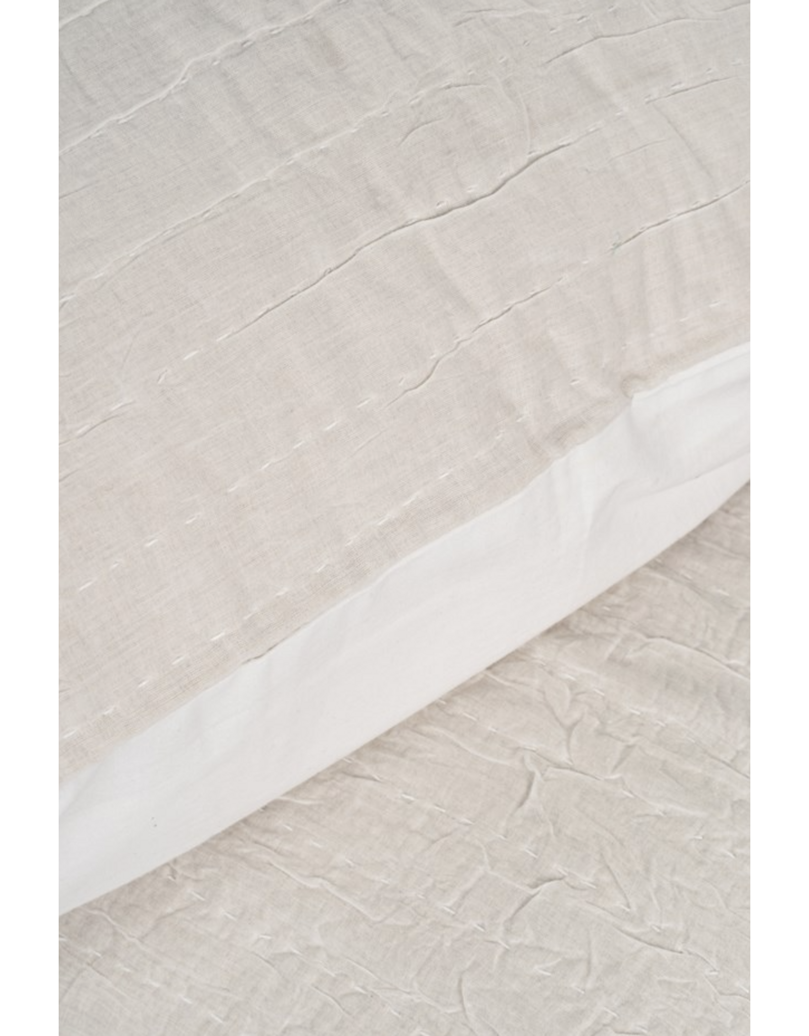 Kerala Kantha Duvet Set, White Whisper