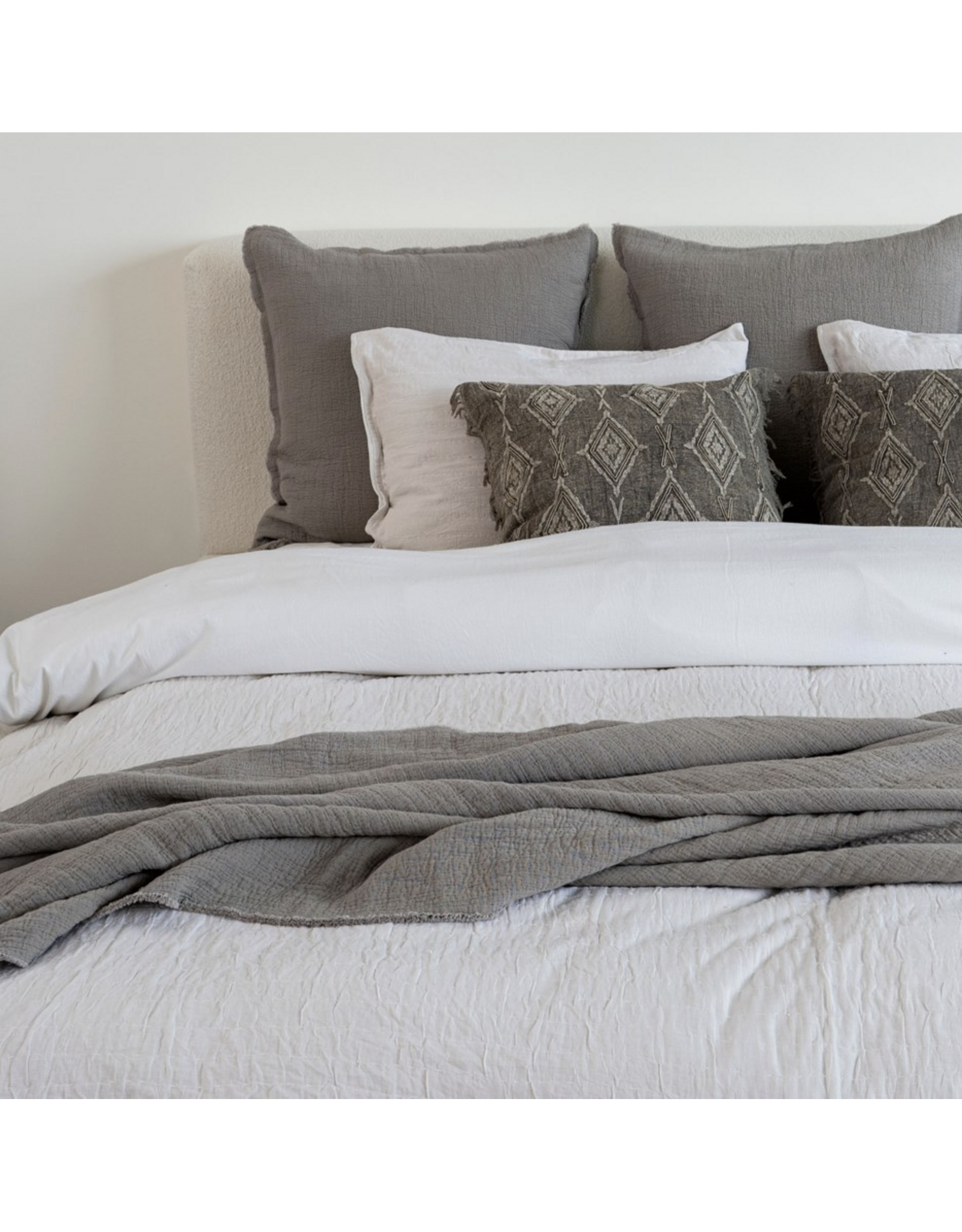 Kerala Kantha Duvet Set, White Whisper