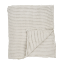 Kantha Stitch Bed Blanket, White
