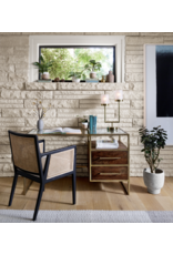 Antonia Cane Dining Armchair Brushed Ebony w/ Saville Flax