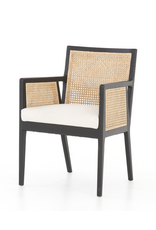 Antonia Cane Dining Armchair Brushed Ebony w/ Saville Flax