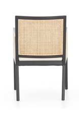 Antonia Cane Dining Armchair Brushed Ebony w/ Saville Flax