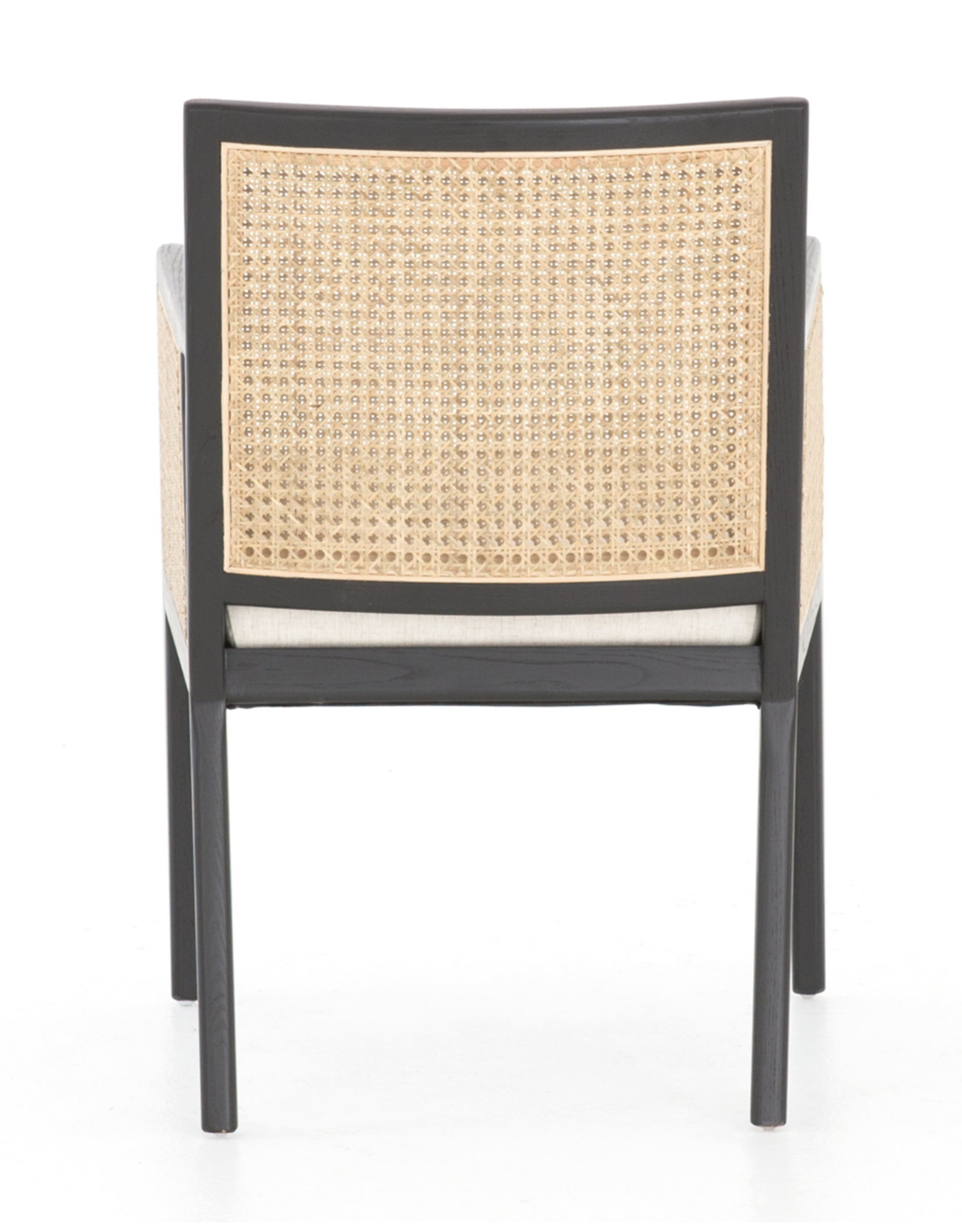 Antonia Cane Dining Armchair Brushed Ebony w/ Saville Flax