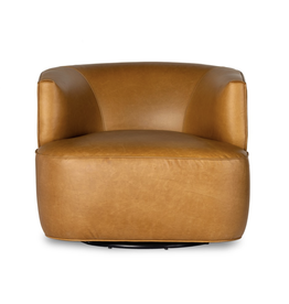 Mila Swivel Chair in Camel Leather