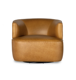 Mila Swivel Chair in Camel Leather