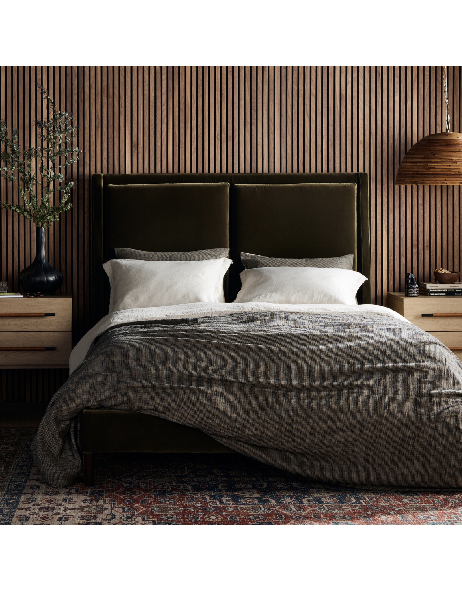 Potter Queen Bed in Surrey Olive