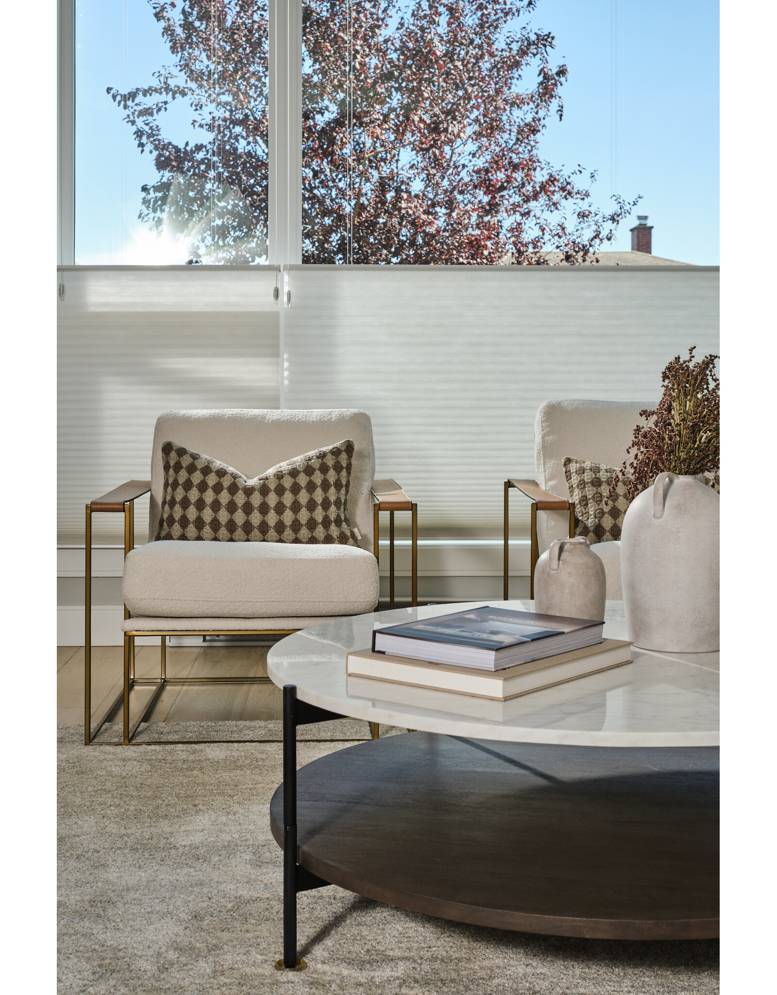 Watson Cream Fabric Wrap Gold Metal Frame Accent Chair