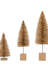 6"H - 11"H Sisal Bottle Brush Trees w/ Wood Bases, Cream Color, S/3