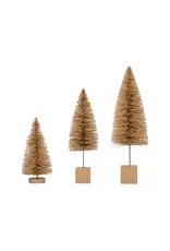 6"H - 11"H Sisal Bottle Brush Trees w/ Wood Bases, Cream Color, S/3