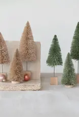 6"H - 11"H Sisal Bottle Brush Trees w/ Wood Bases, Cream Color, S/3