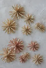 Handmade Recycled Paper Snowflake Ornaments, Boxed S/6, 2 Colors