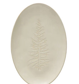Oval Platter Debossed with a Tree