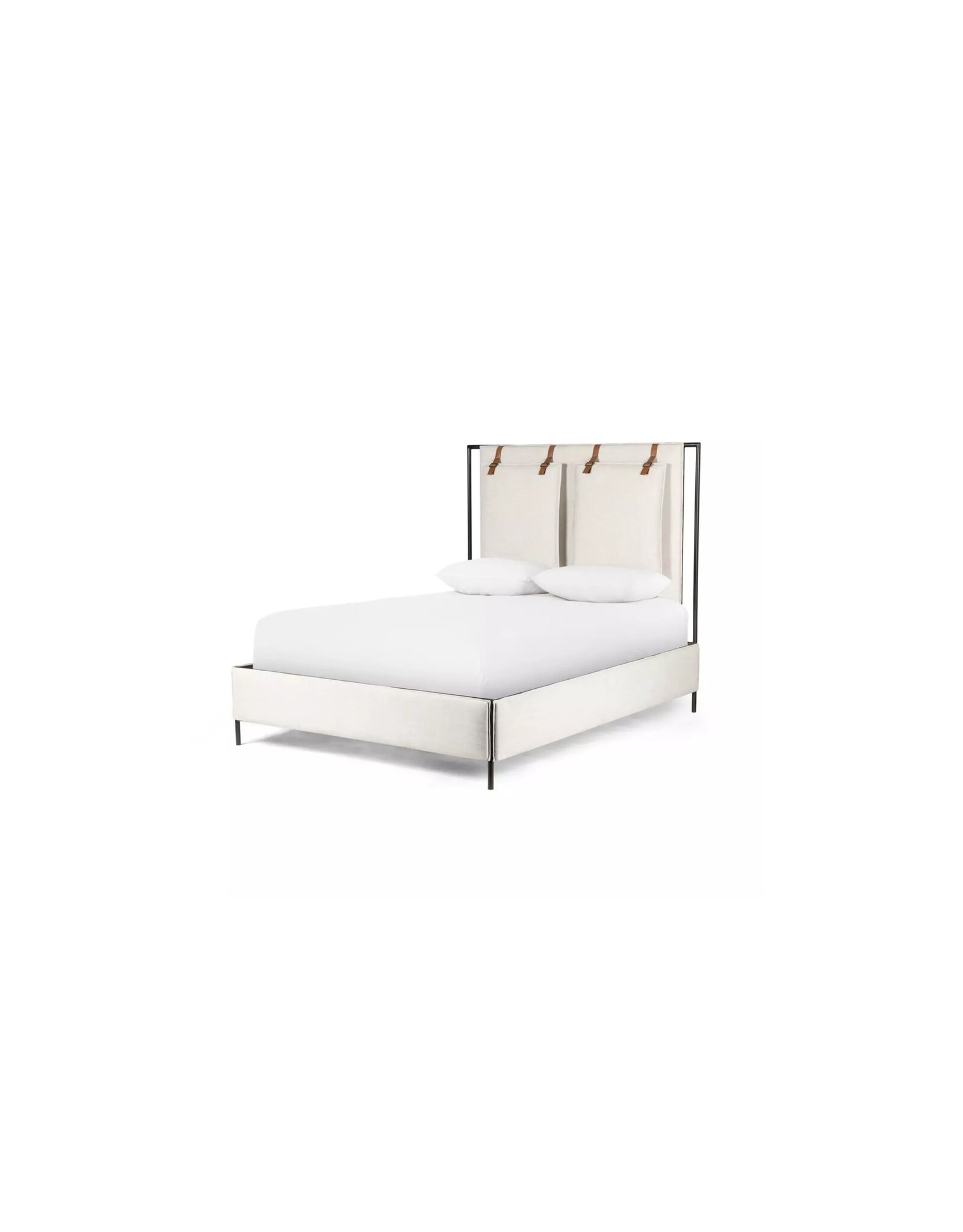 Leigh Upholstered Leather Belt Bed in Hockney Ivory