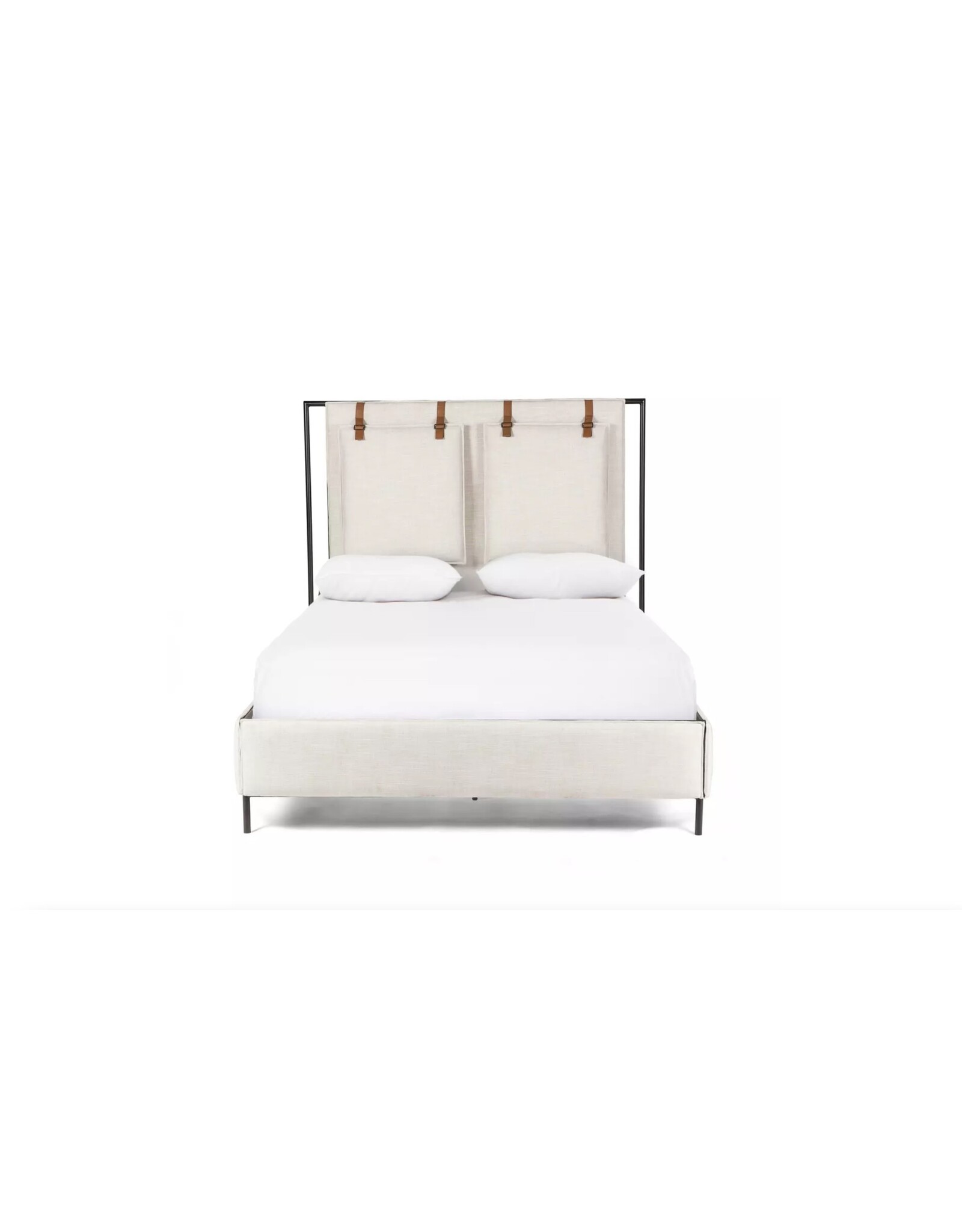 Leigh Upholstered Leather Belt Bed in Hockney Ivory