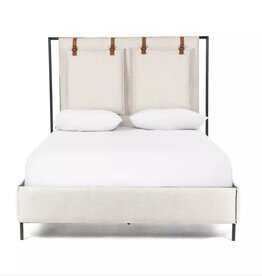 Leigh Upholstered Leather Belt Bed in Hockney Ivory