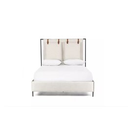Leigh Upholstered Leather Belt Bed in Hockney Ivory