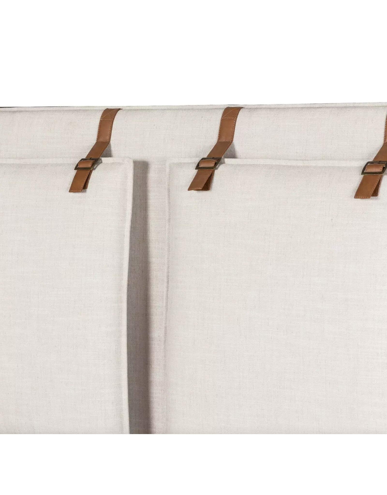Leigh Upholstered Leather Belt Bed in Hockney Ivory