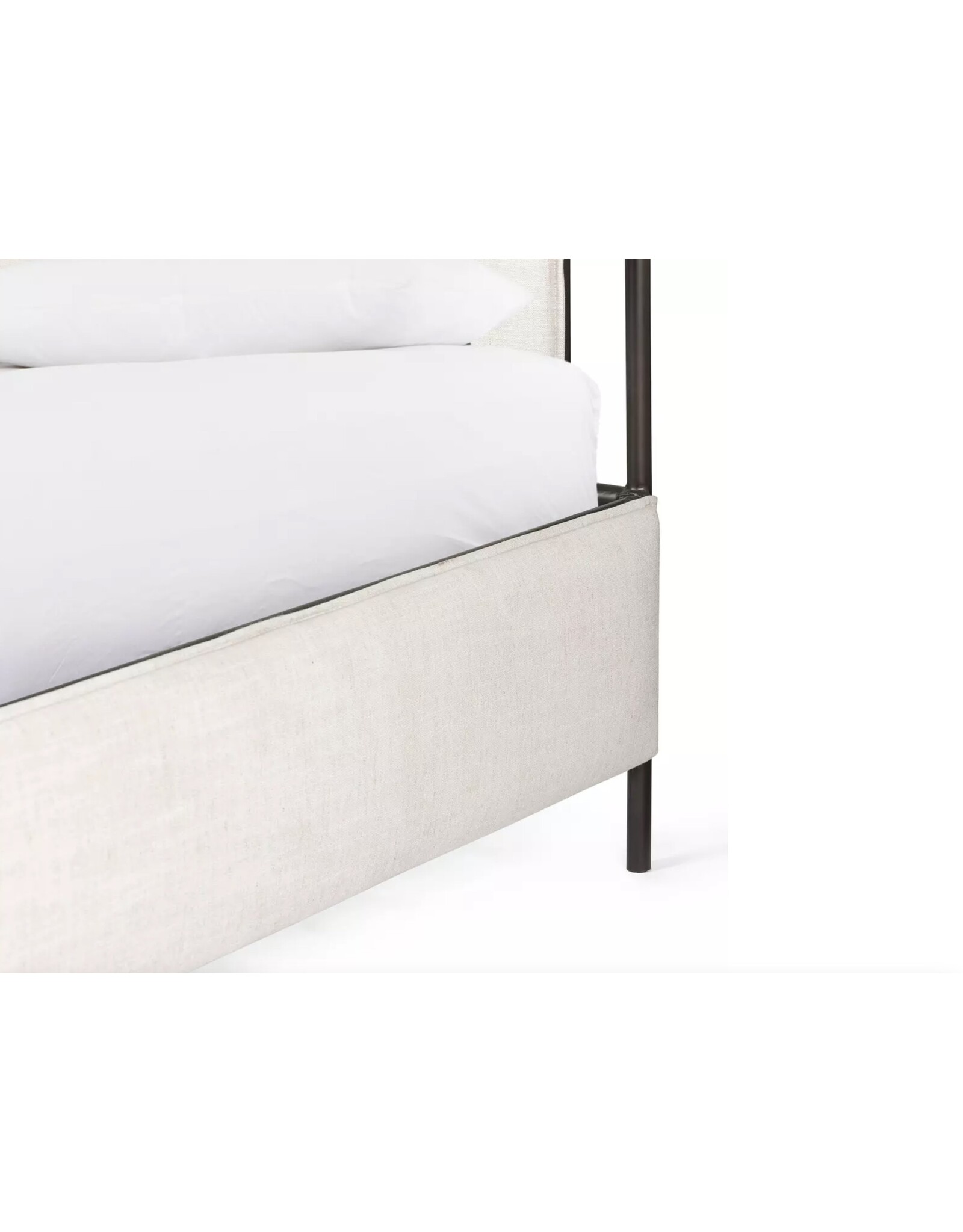 Leigh Upholstered Leather Belt Bed in Hockney Ivory