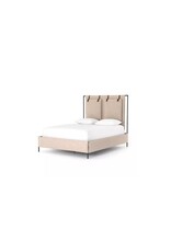 Leigh Upholstered Leather Belt Queen Bed in Palm Ecru