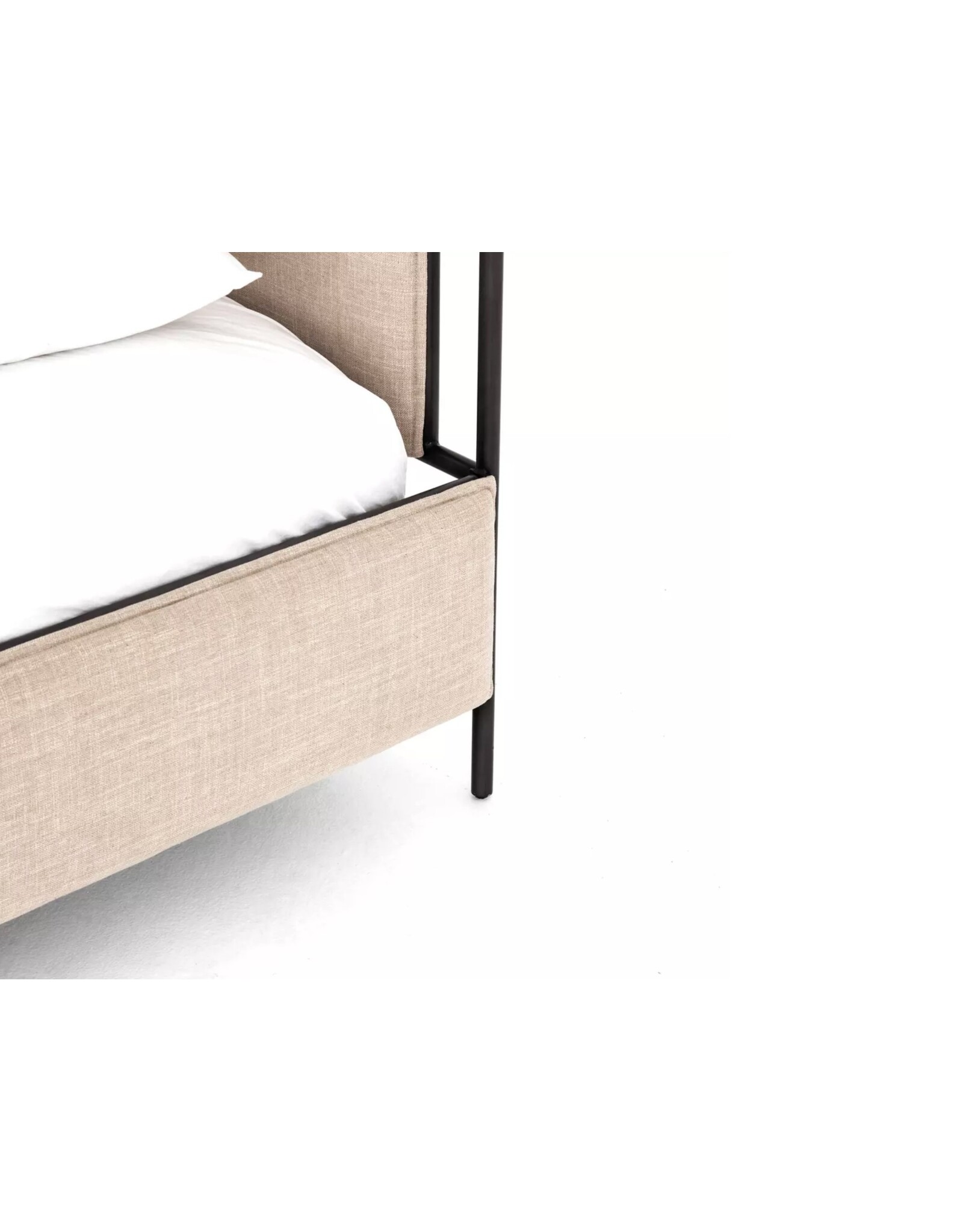 Leigh Upholstered Leather Belt Queen Bed in Palm Ecru