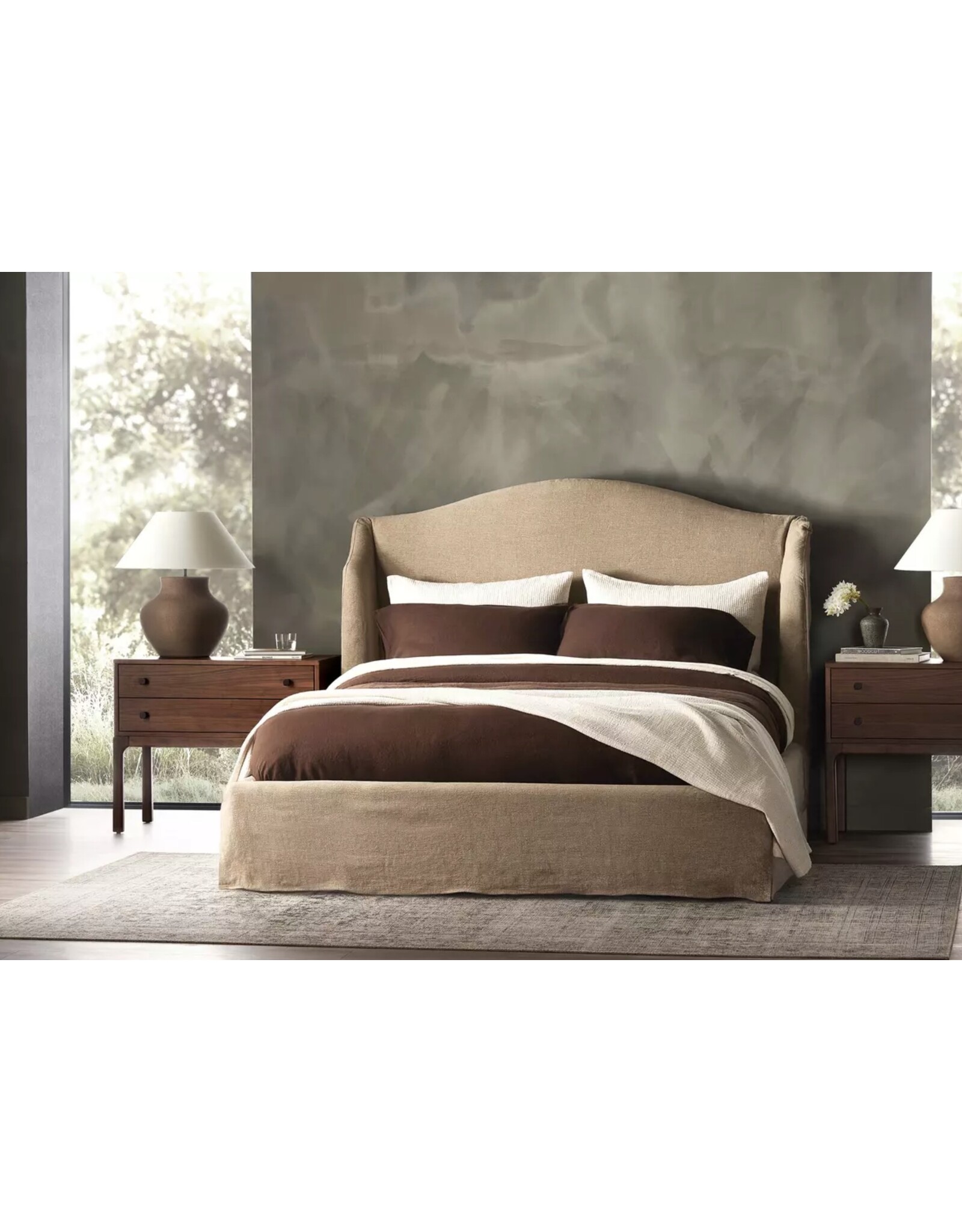 Meryl Slipcover King Bed, Broadway Canvas