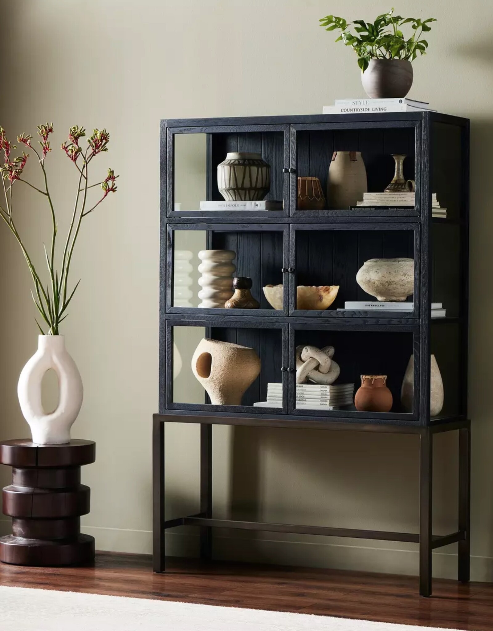 Spencer Curio Cabinet in Drifted Black