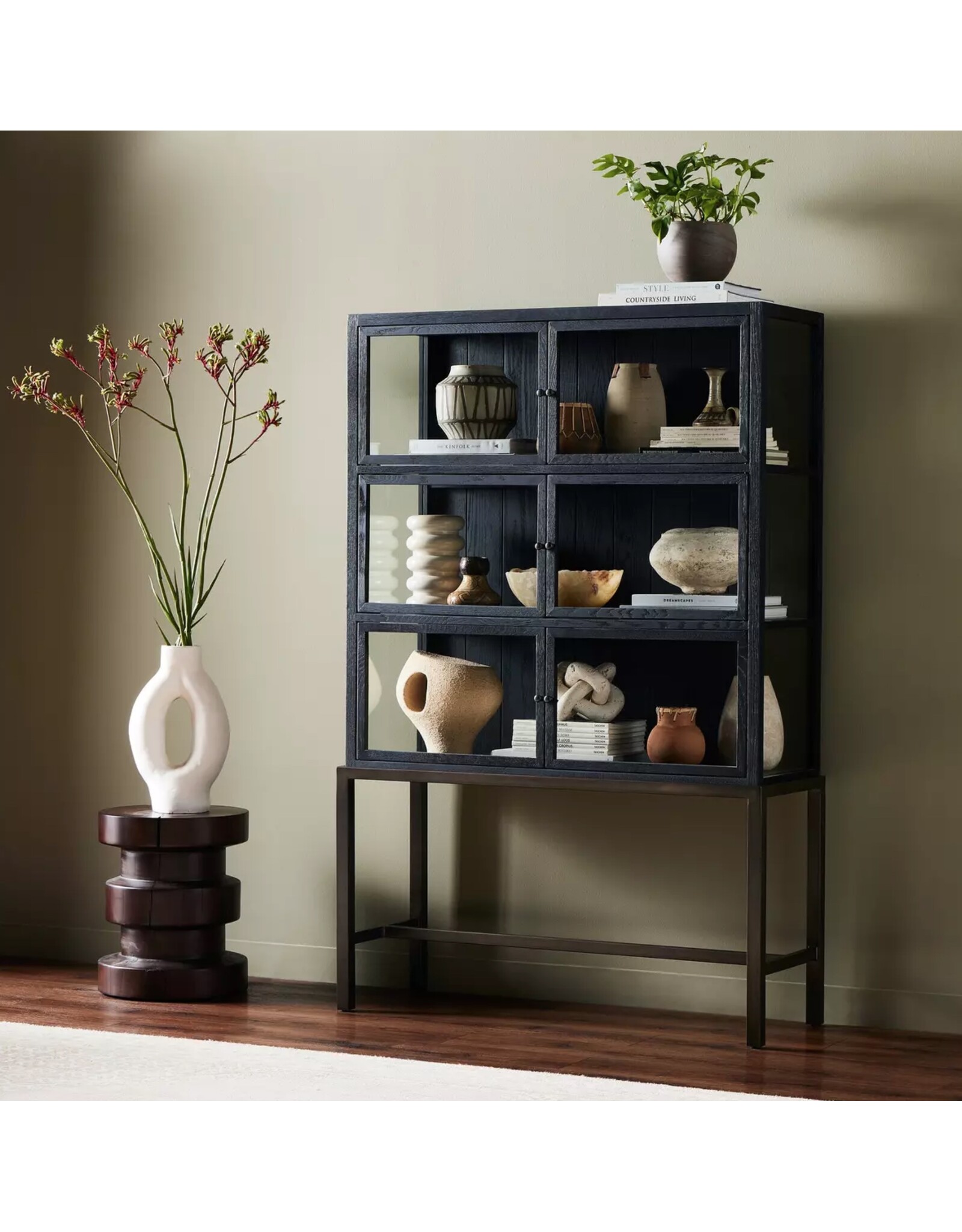 Spencer Curio Cabinet in Drifted Black