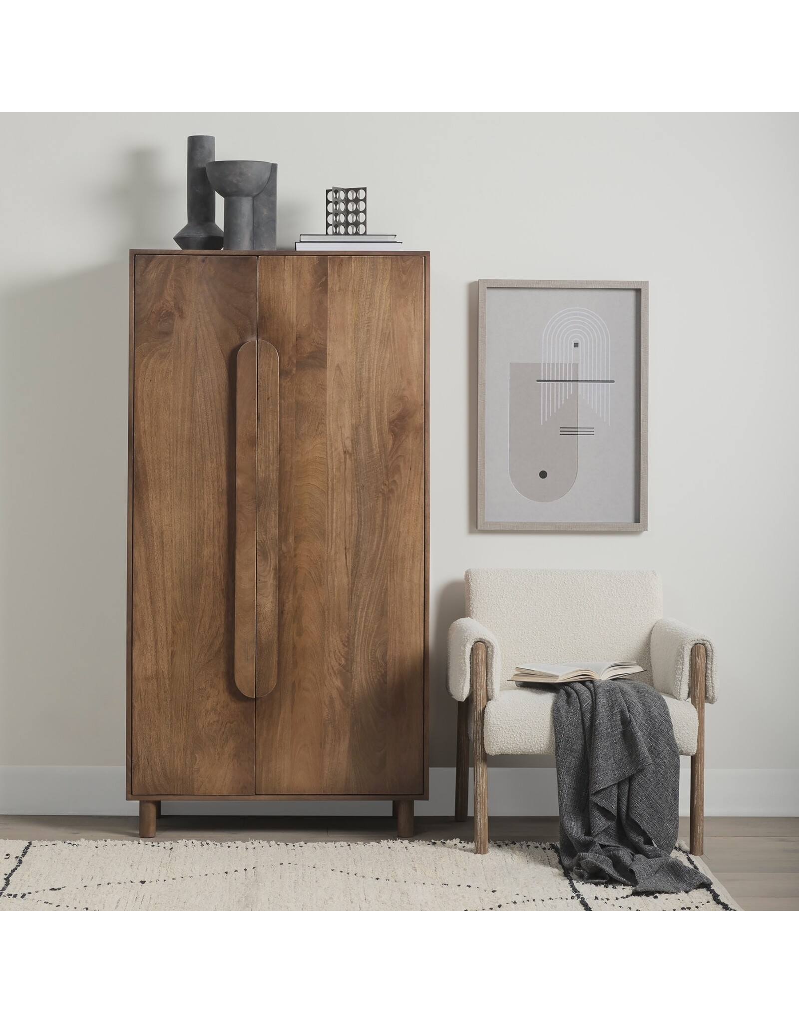 Astrid Medium Brown Solid Wood Armoire