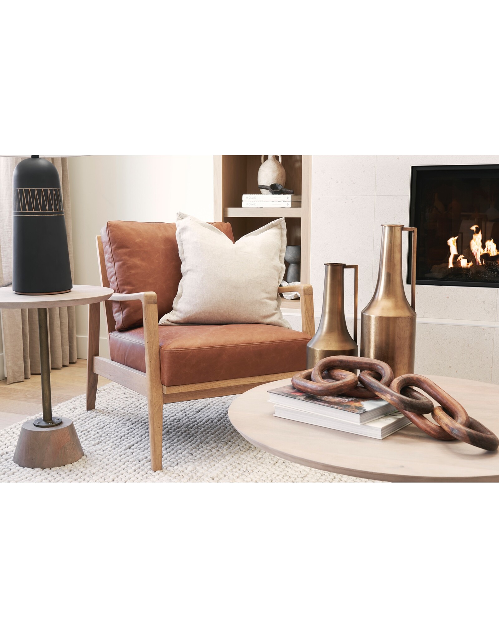 Raeleigh Tan Faux Leather Accent Chair