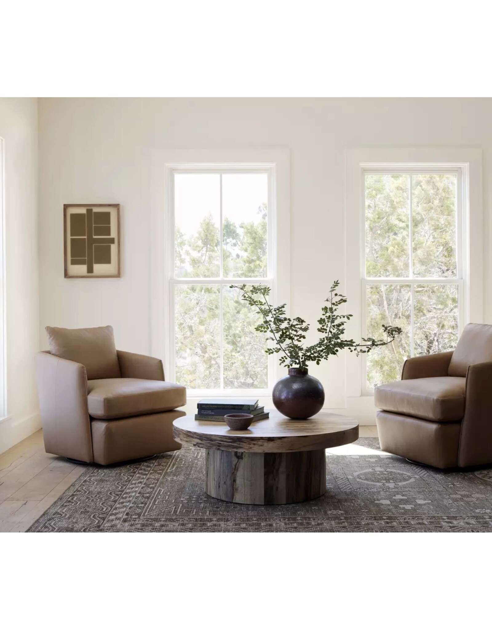 Whittaker Swivel Chair in Nantucket Taupe Leather