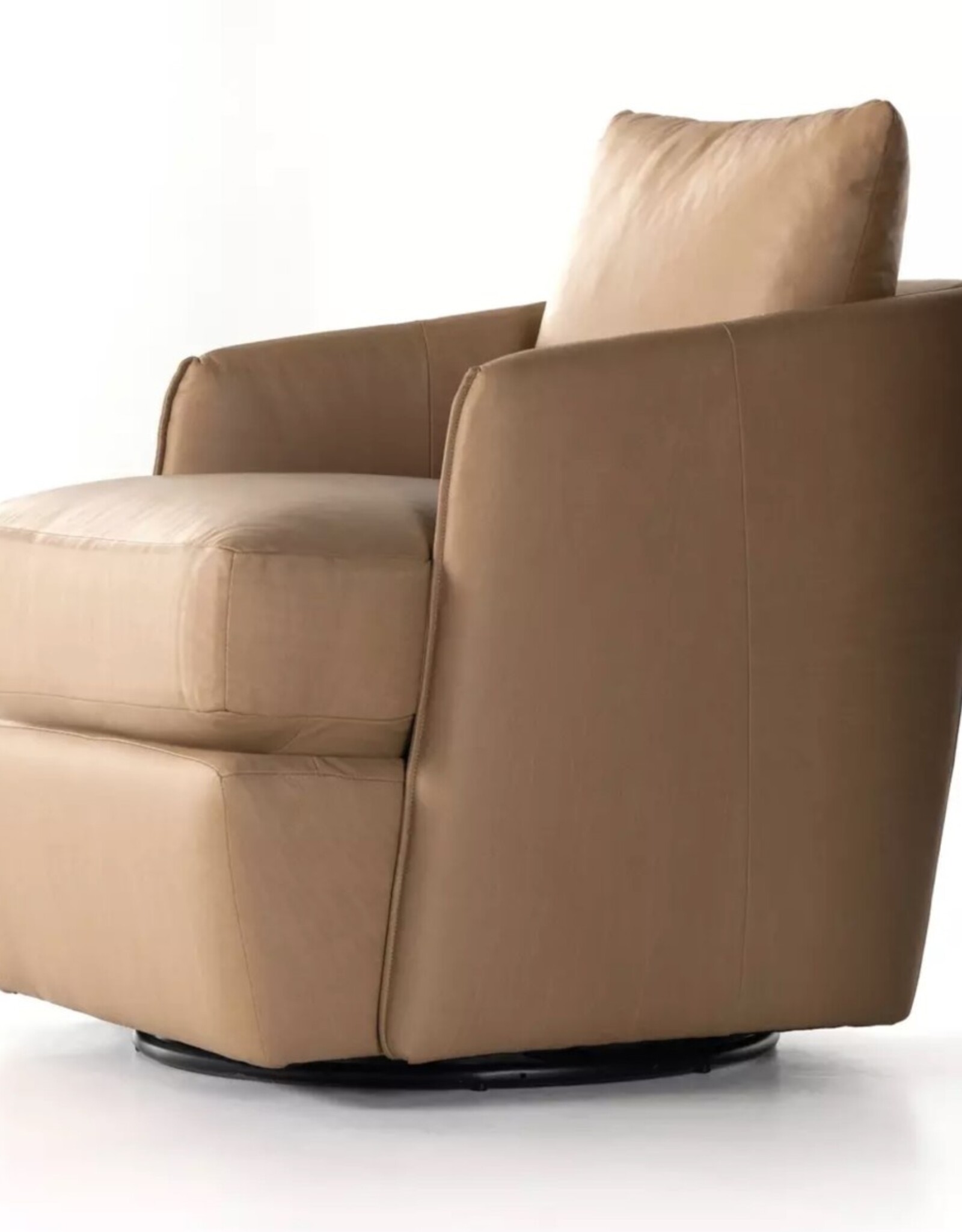 Whittaker Swivel Chair in Nantucket Taupe Leather