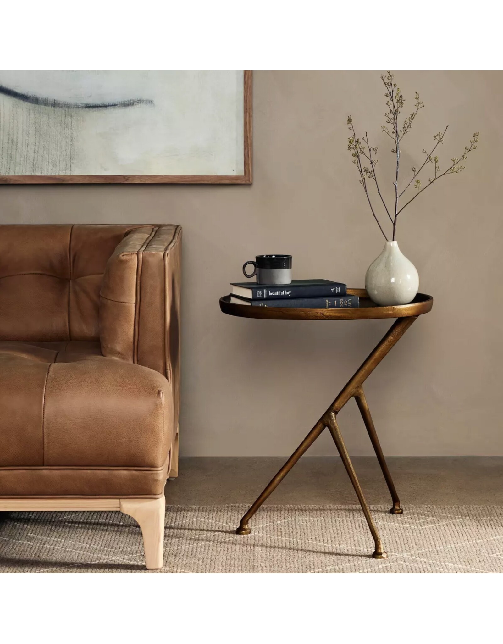 Schmidt Accent Table - Raw Antique Brass