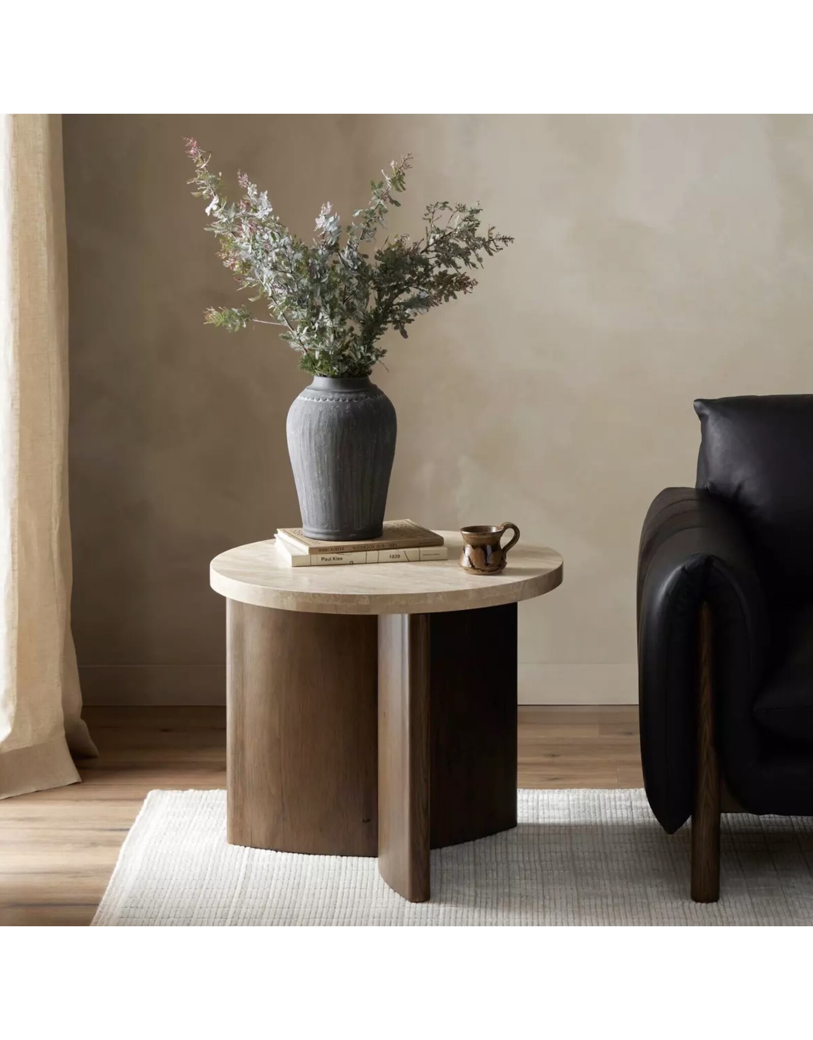 Toli End Table, Tavertine
