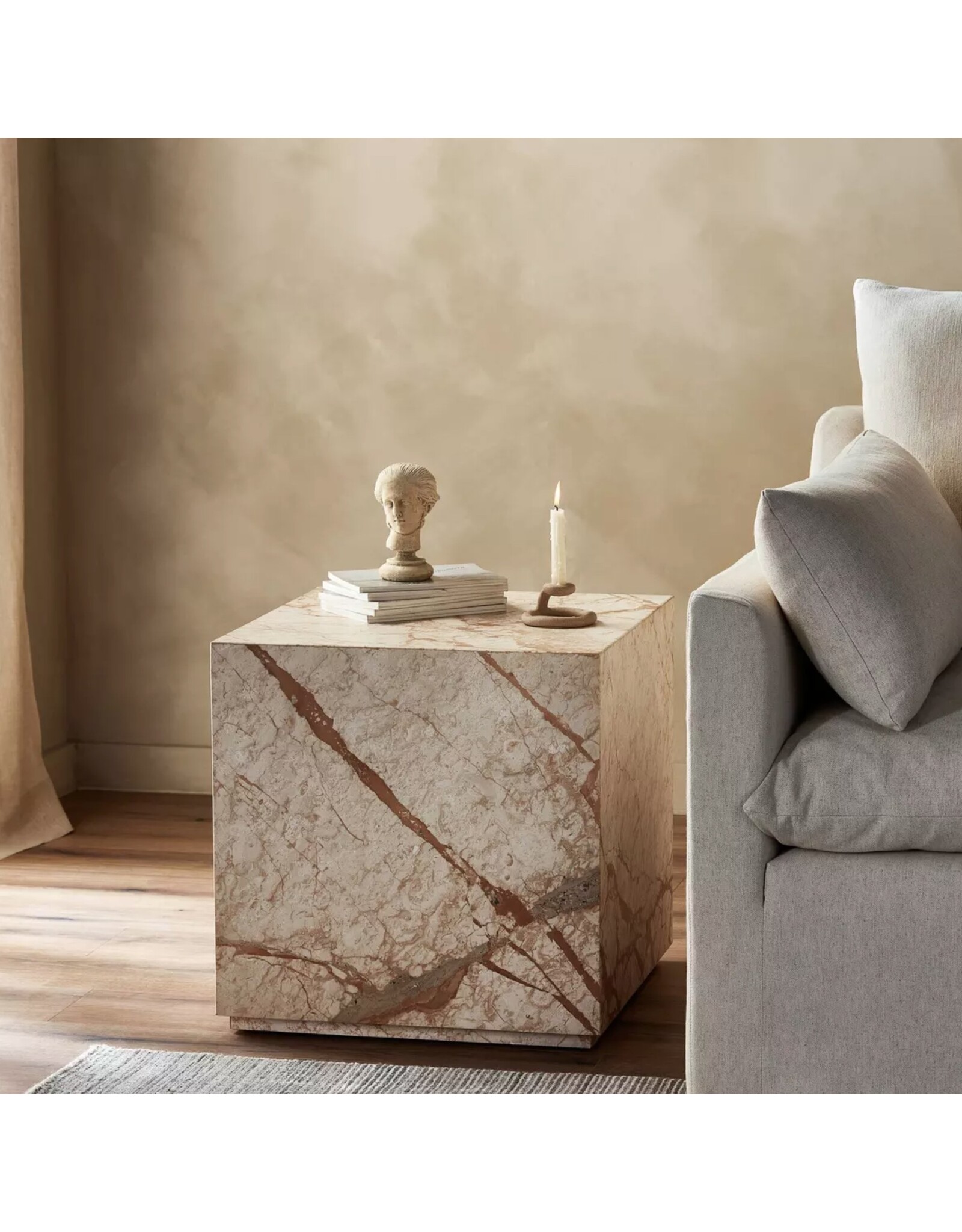 Modern Marble Plinth End Table