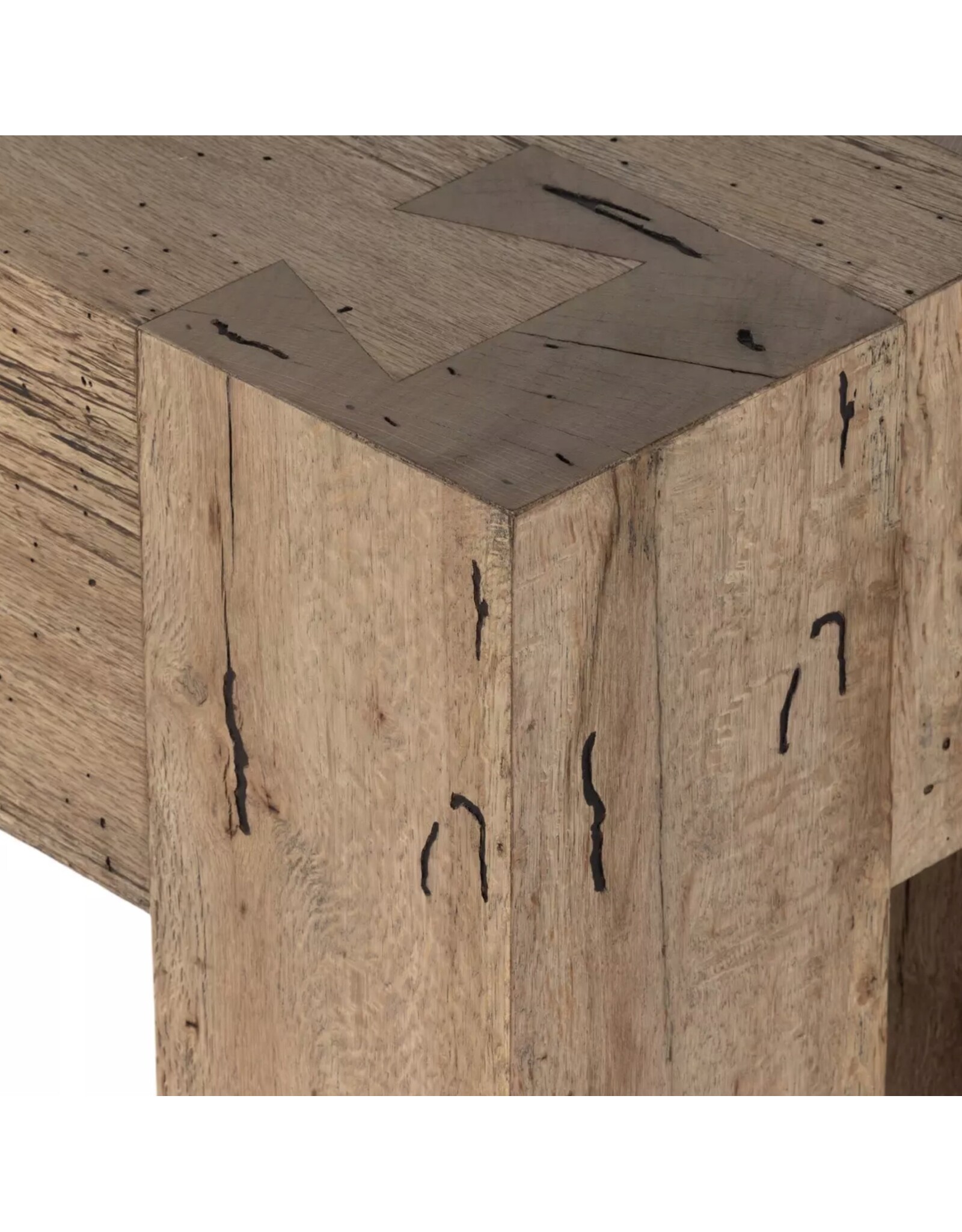 Abaso Console Table in Rustic Wormwood Oak