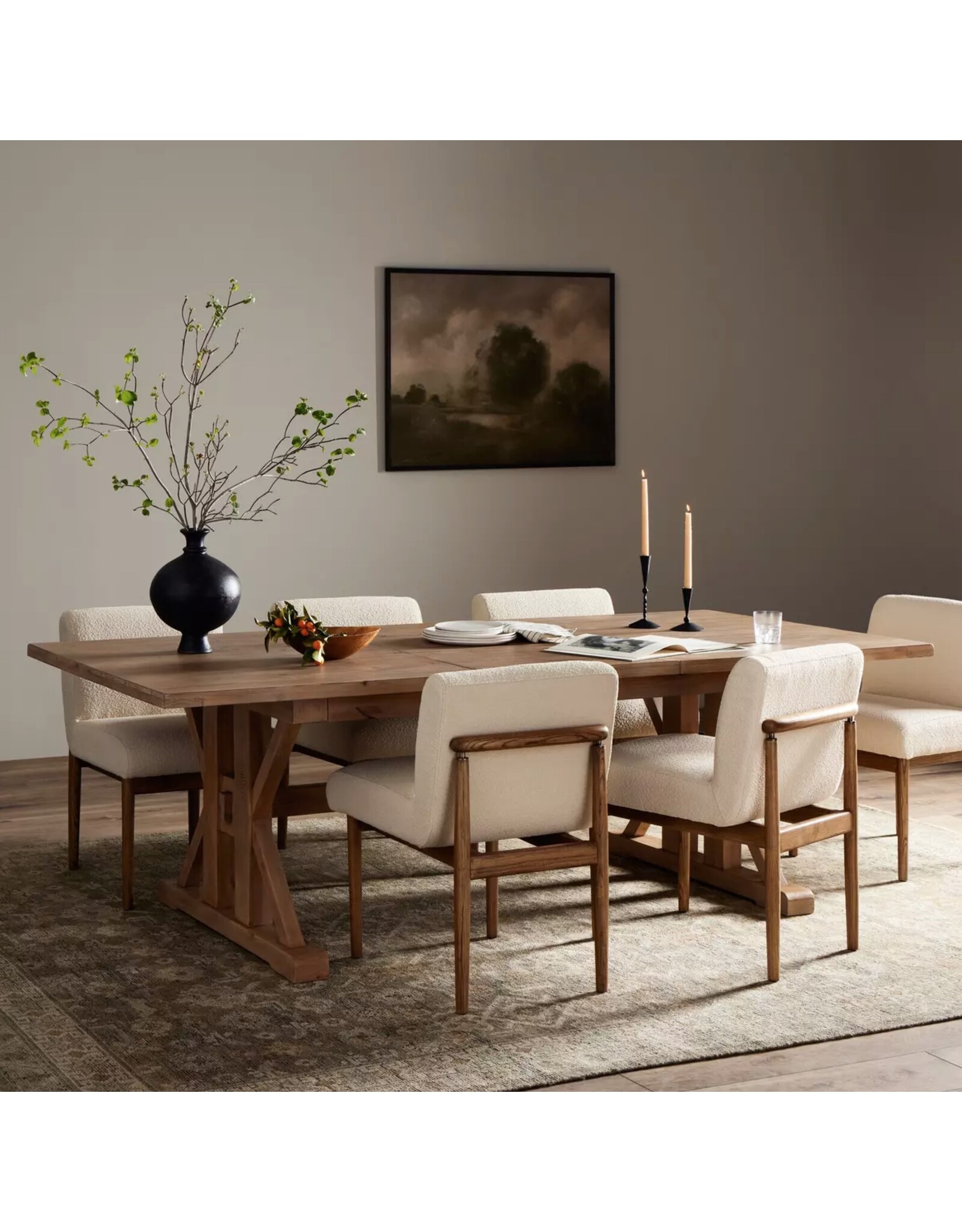 Tuscanspring Ext Dining Table 72"/96" in Sundried Wheat