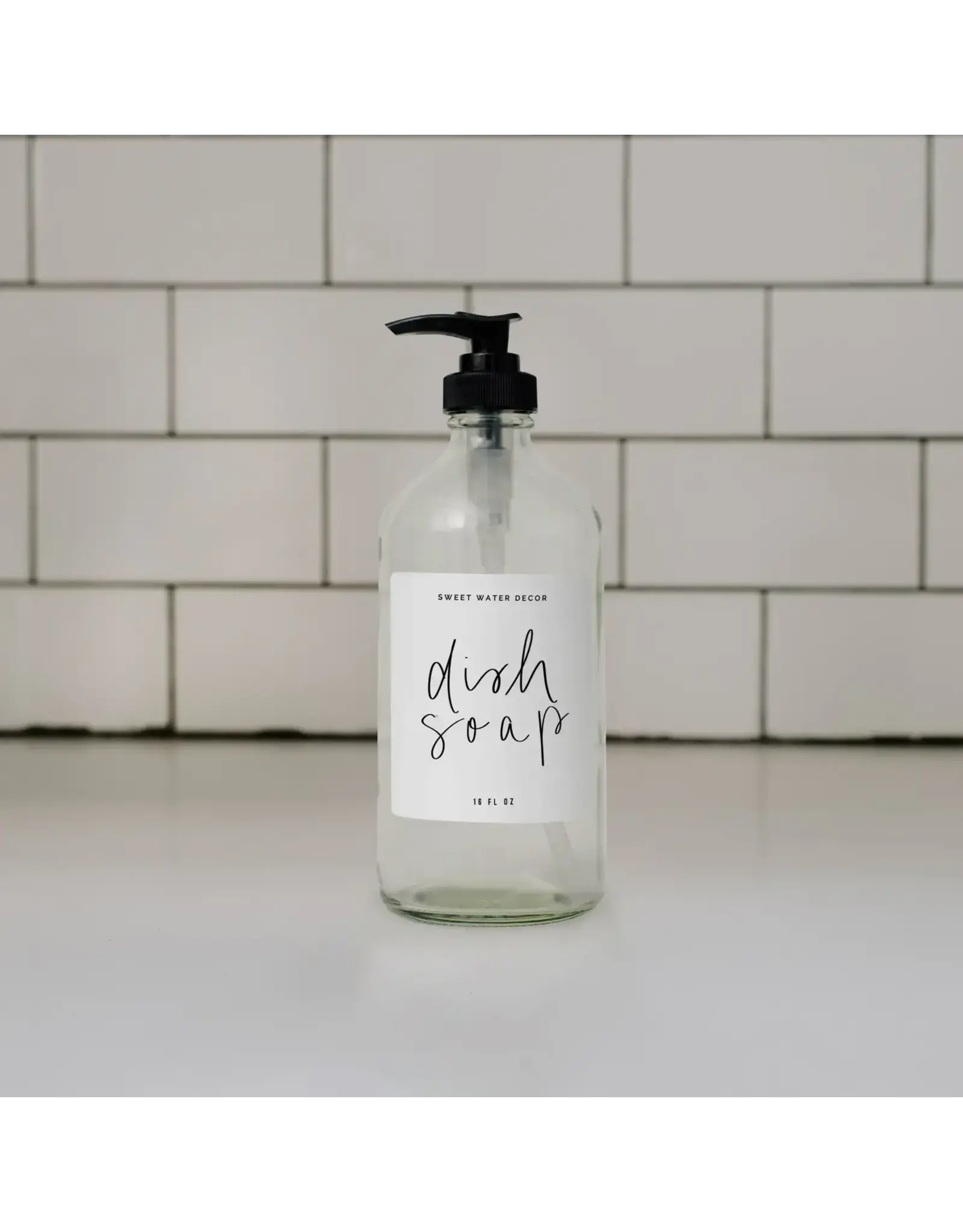 16oz Clear Glass Dish Soap Dispenser