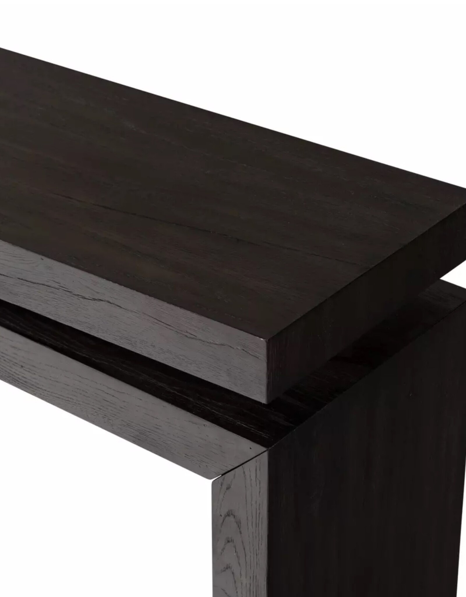 Matthes Oak Console Table in Smoked Black-79"