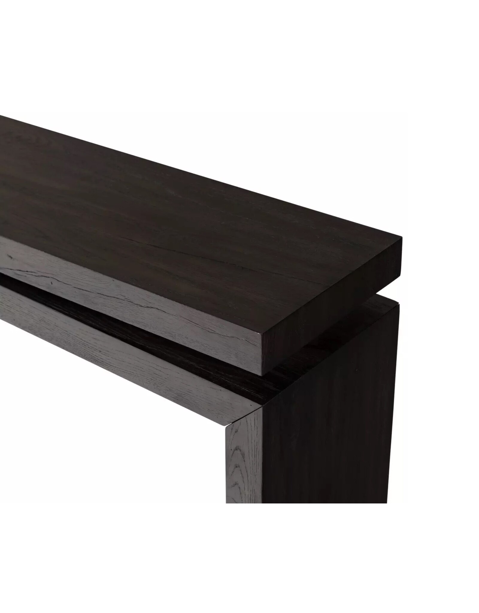 Matthes Oak Console Table in Smoked Black-79"