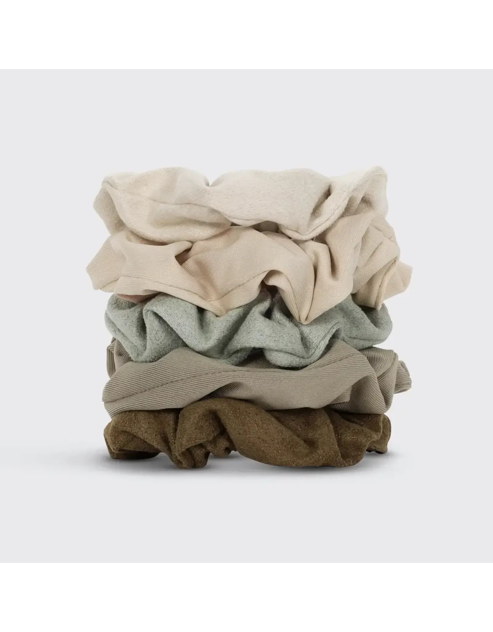 Assorted Textured Scrunchies 5pc Set - Eucalyptus