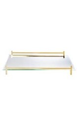 Mirror Oblong Tray With Gold Handles