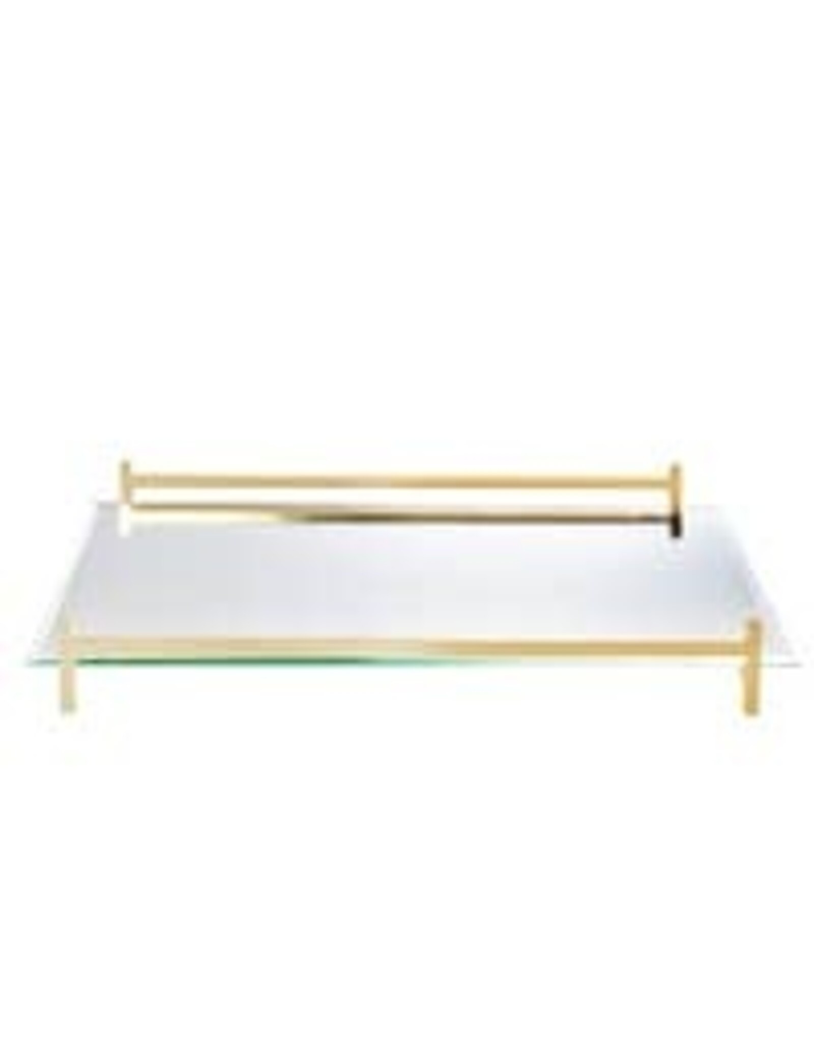 Mirror Oblong Tray With Gold Handles