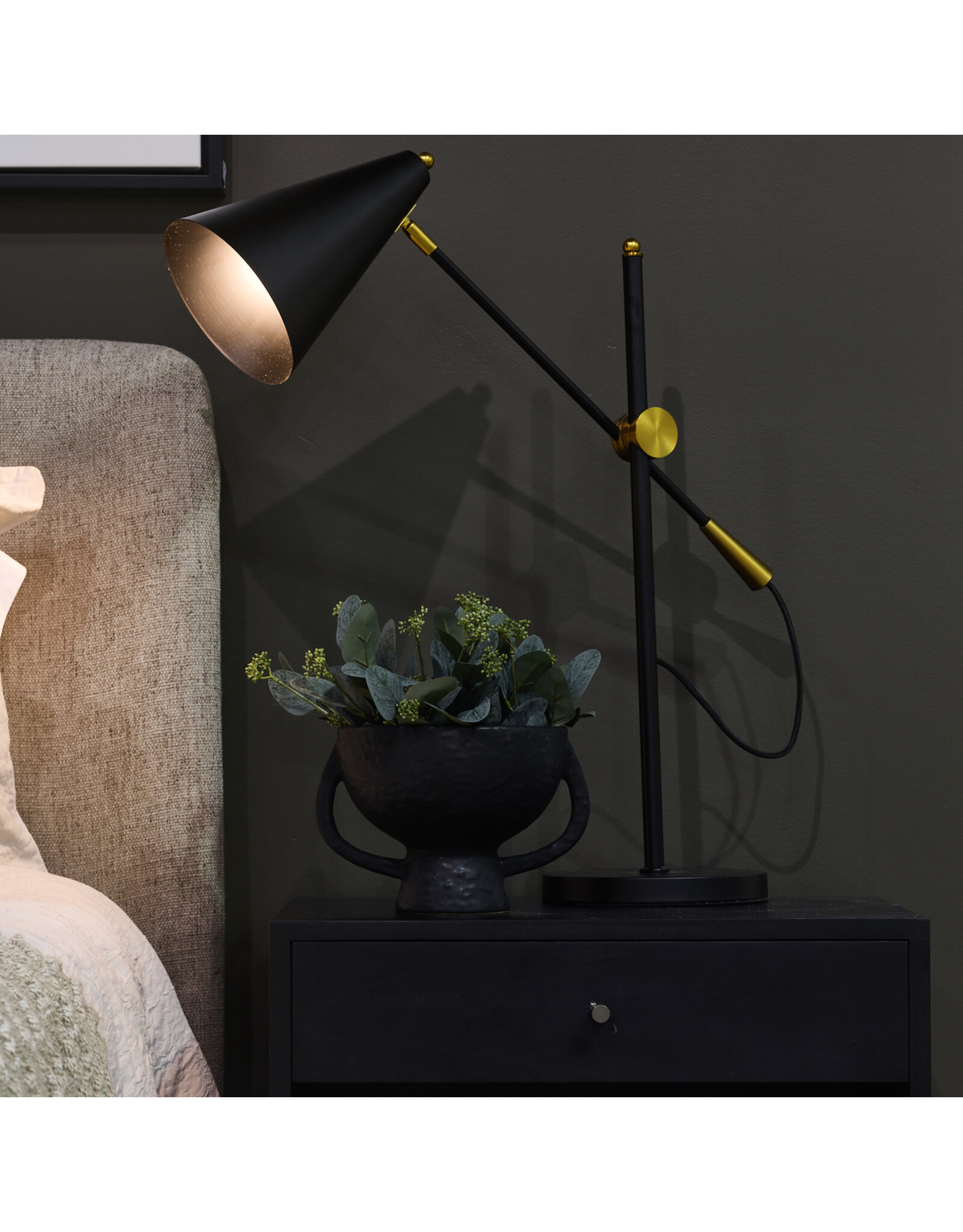 Fragon II(26"H) Black/Gold Metal Adjustable Cone Shade Table Lamp