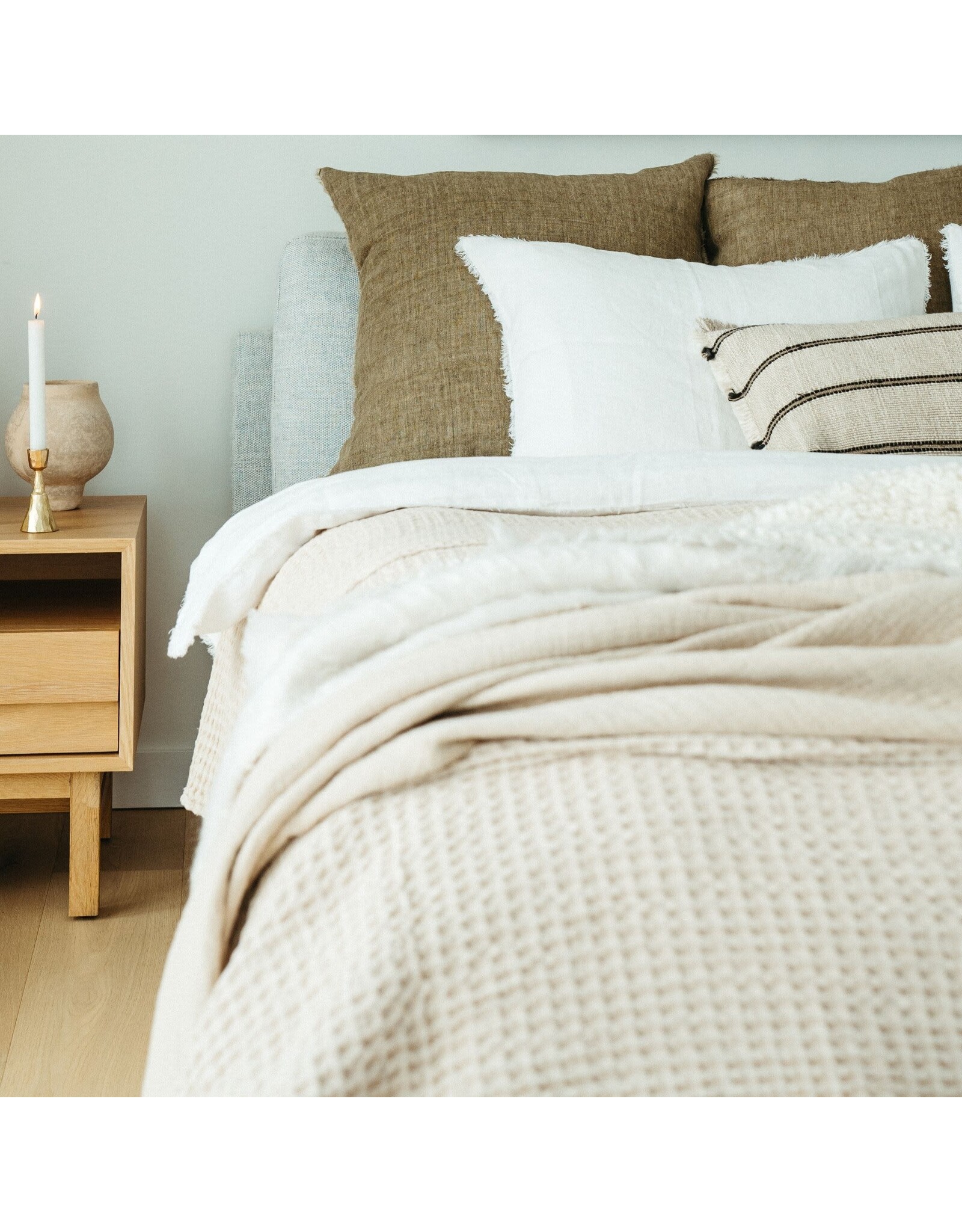 Lina Linen King Duvet Set, Ivory