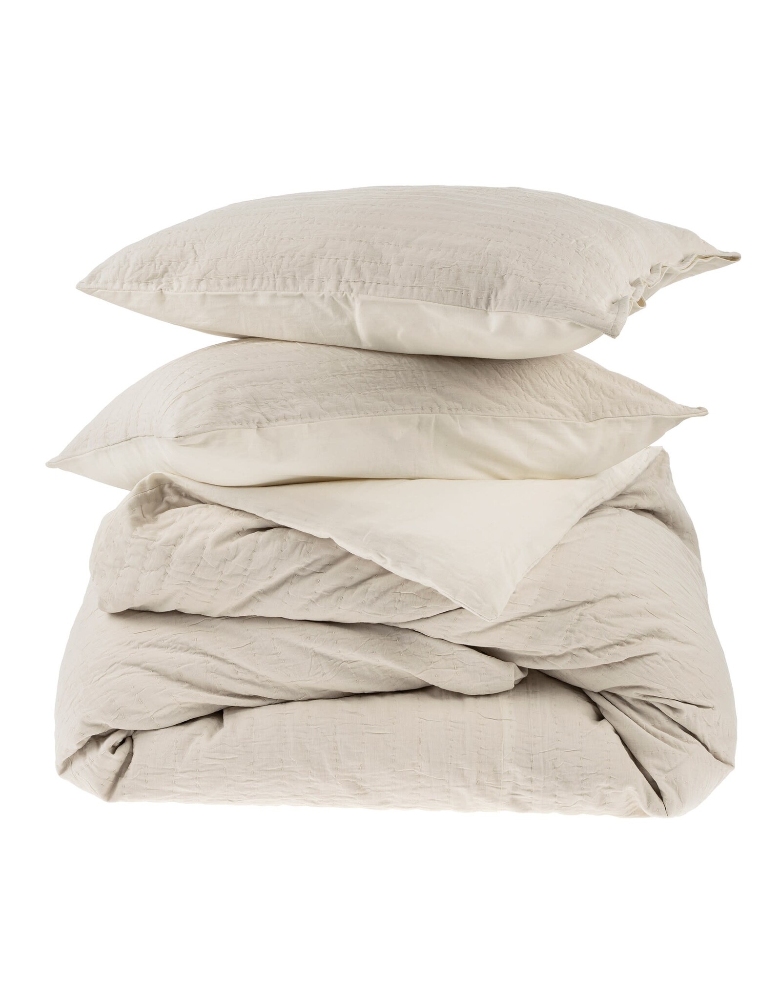 Kerala Kantha Duvet Set, Cream