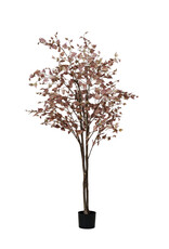 Faux Birch Tree in Plastic Pot, Dusty Rose Color