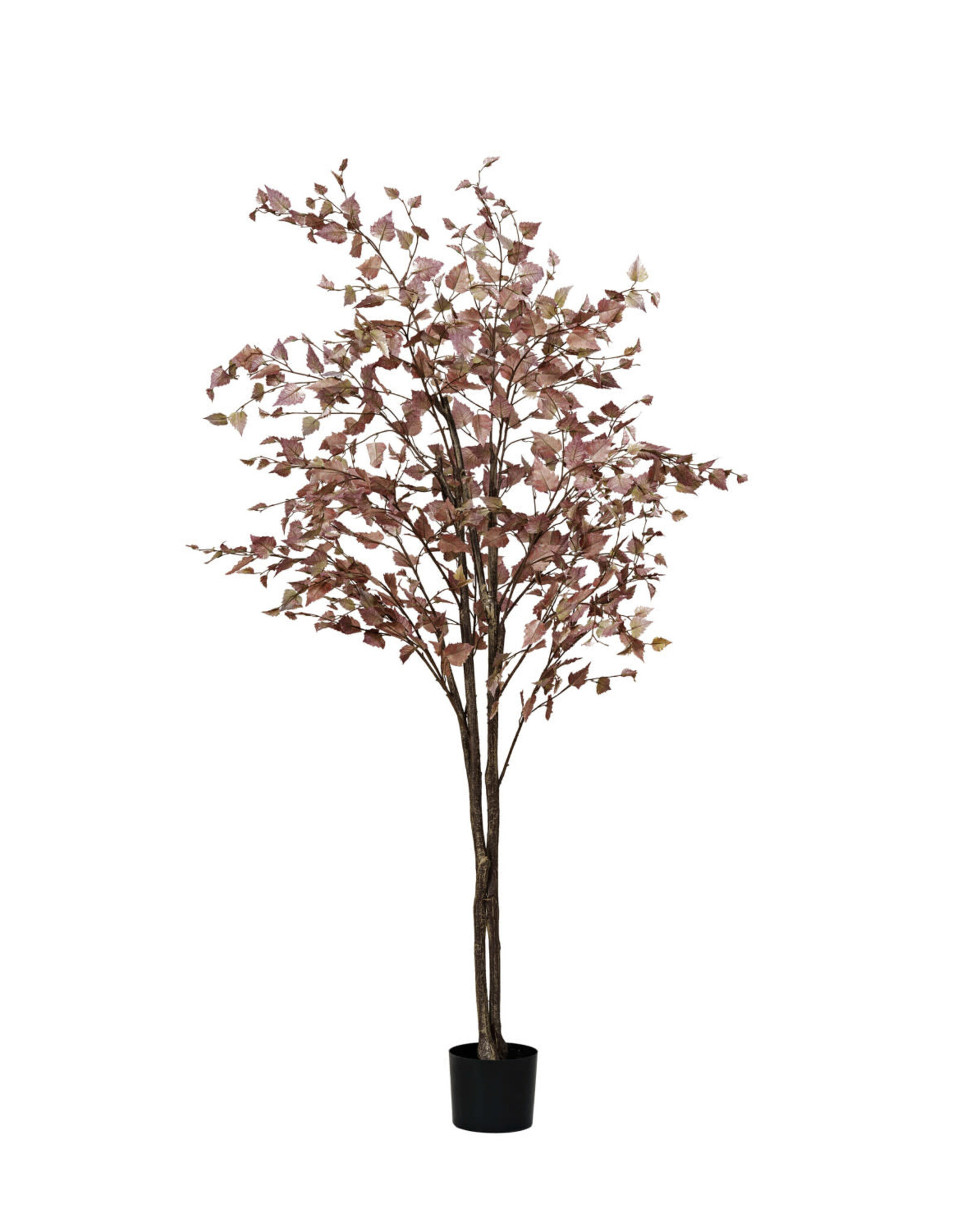 Faux Birch Tree in Plastic Pot, Dusty Rose Color