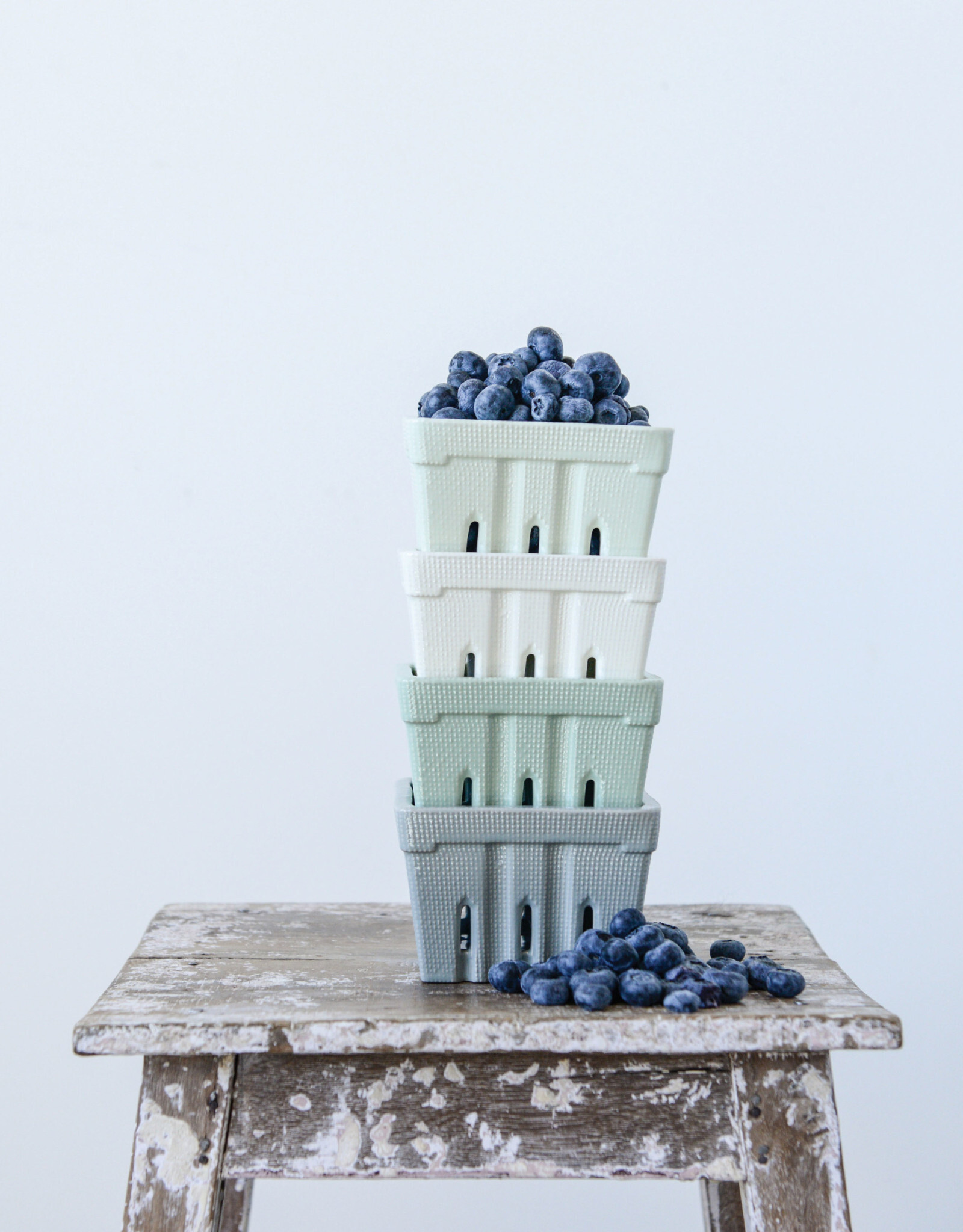 Textured Stoneware Berry Basket, 4 Colors