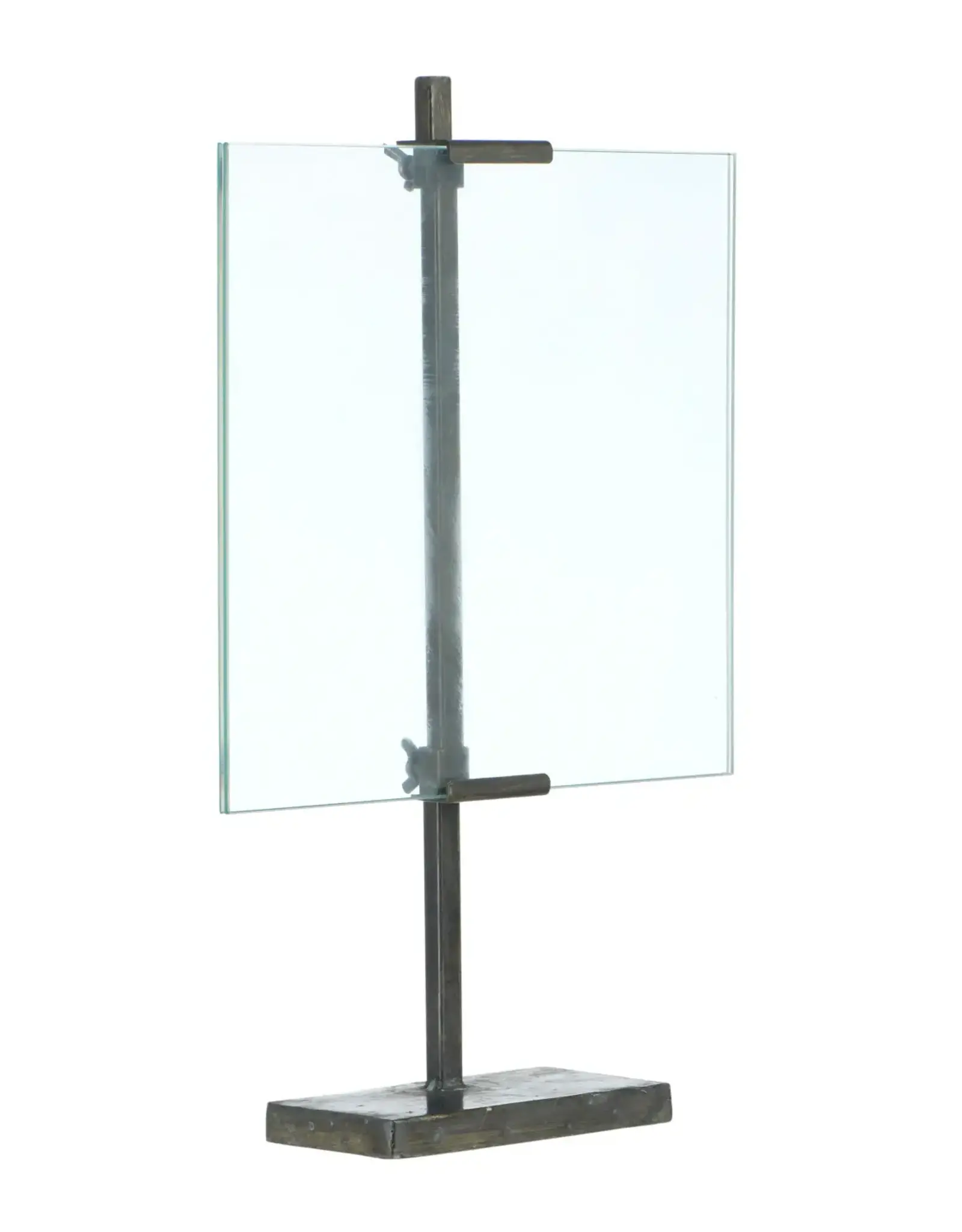 16-3/4"H Metal & Glass Photo Frame w/ Metal Stand, Black