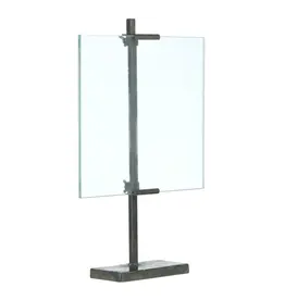 16-3/4"H Metal & Glass Photo Frame w/ Metal Stand, Black